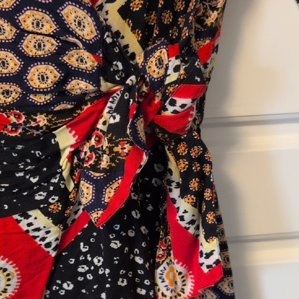 Retrod Multicolor & Multi-Patterned Wrap Romper - Picture 7 of 9